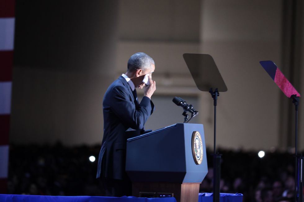 Obama farewell speech crying | ELLE UK