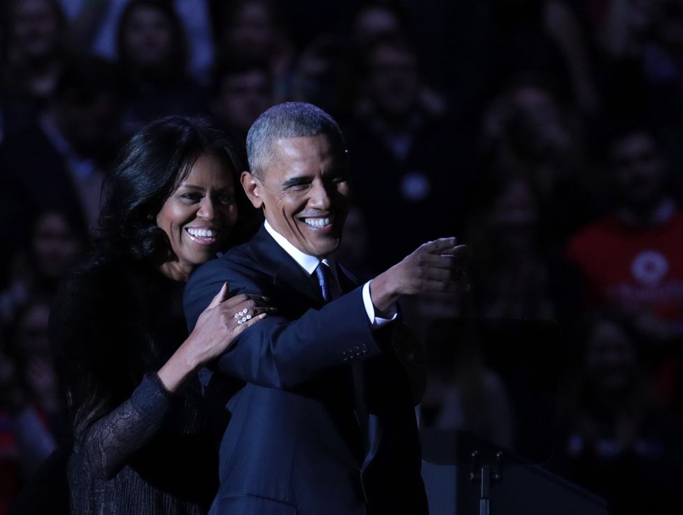 Michelle and Barack Obama at farewell speech | ELLE UK