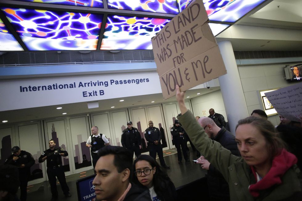 Protests outside airport | ELLE UK