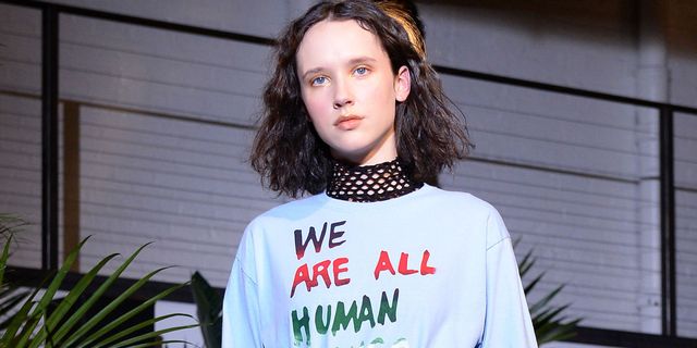 'We are all human' top at Creatures of Comfort at NYFW17 | ELLE UK