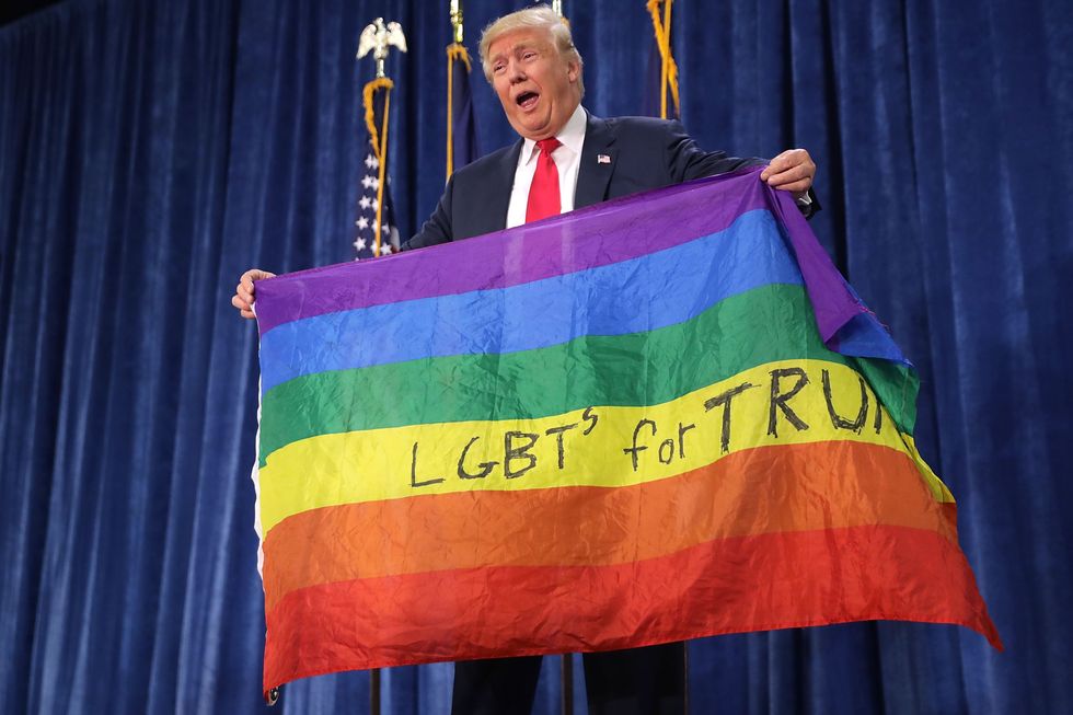 Trump with LGBT rainbow flag