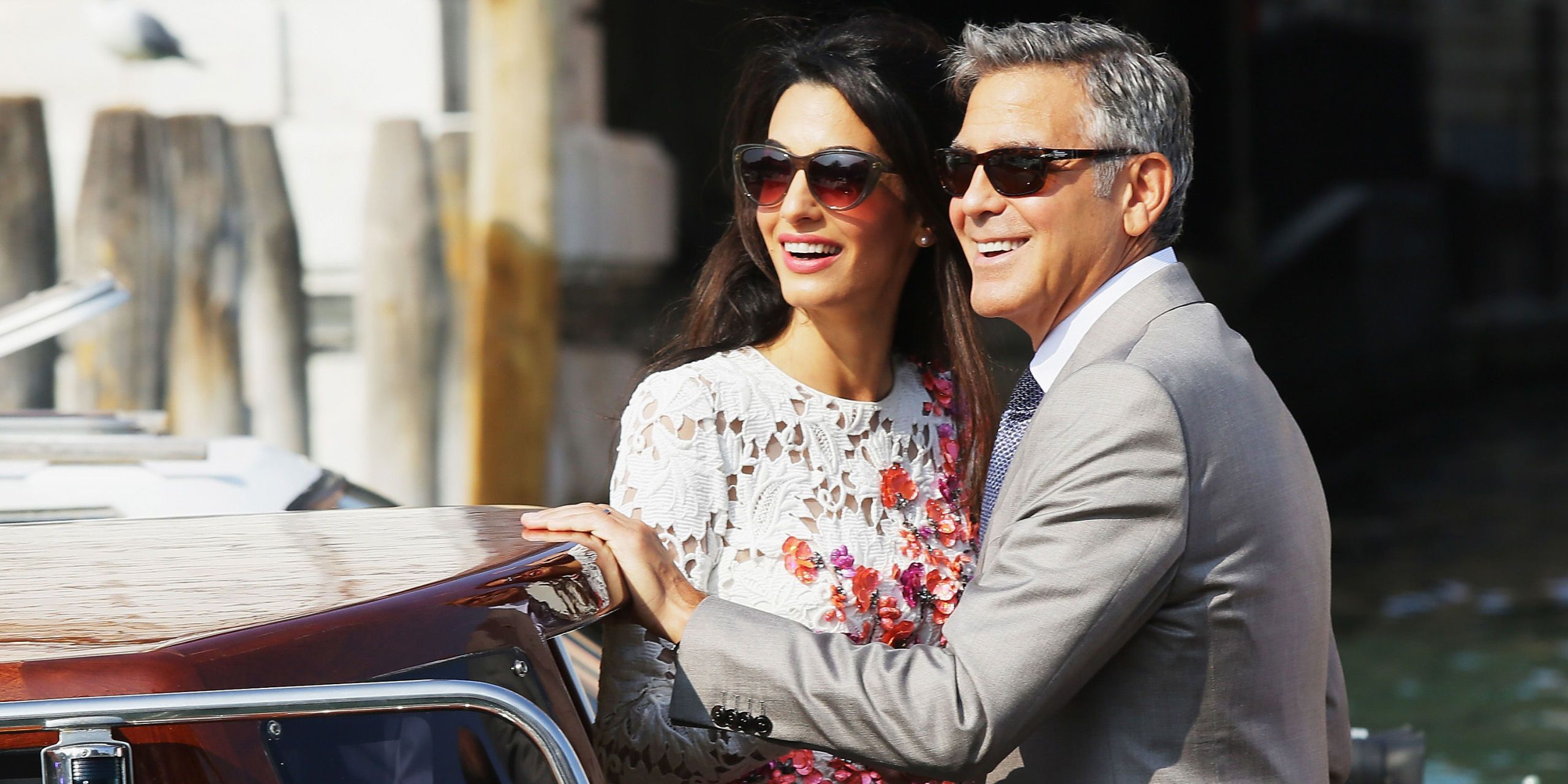 Stylish Sandra Bullock and George Clooney in Venice