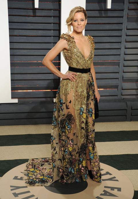 Elizabeth Banks at Vanity Fair Oscars afterparty 2017 wearing Elie Saab