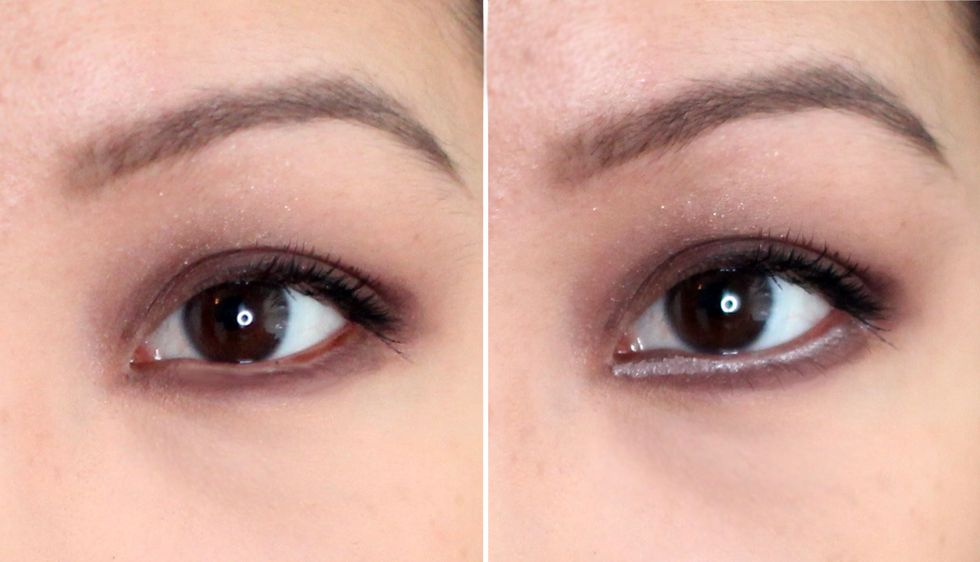 Before after comparison eye with eyeliner