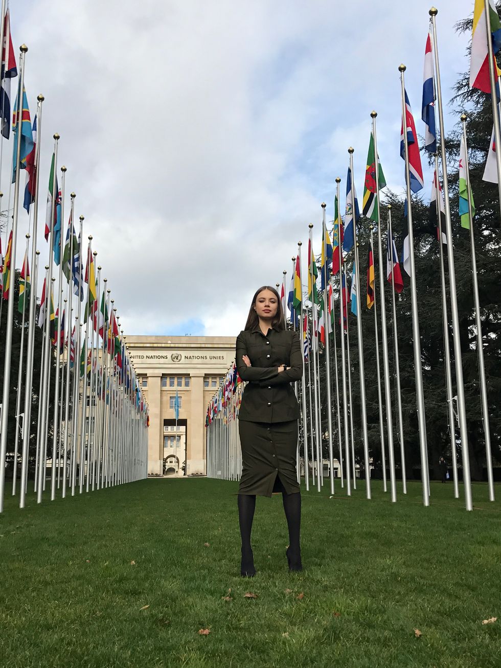 Xenia Tchoumi at United Nations in Geneva | ELLE UK