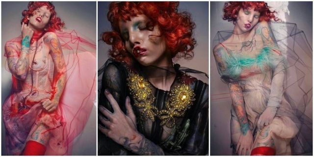 Hair, Red hair, Hair coloring, Fashion, Portrait, Flesh, Photography, Cg artwork, Tattoo, Art, 