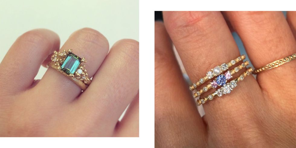 Rainbow coloured engagement rings- engagement rings which are not diamonds
