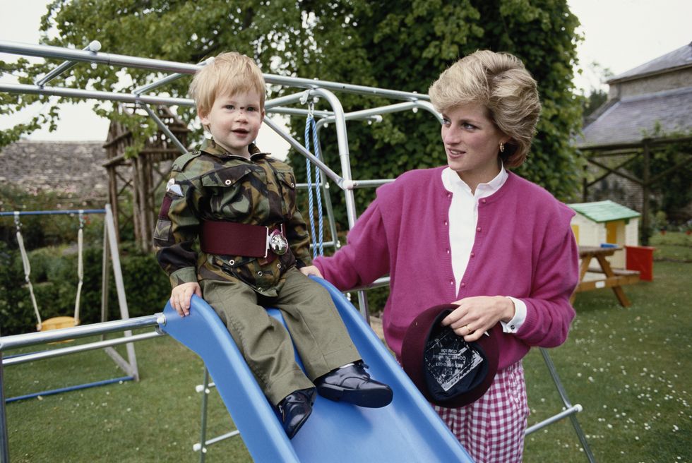 Prince Harry as a child with Princess Diana