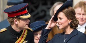 Kate MIddleton looking at Prince Harry - called him a hero