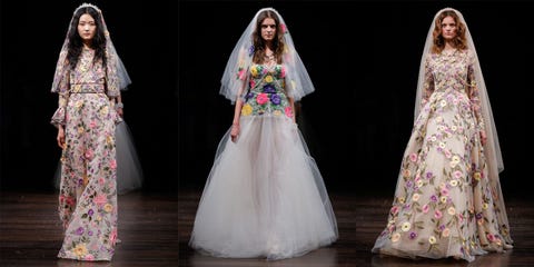 Bridal Fashion Week 2017 Wedding Dress Trends Alternative Rainbow Fl Wedding Dress Trend