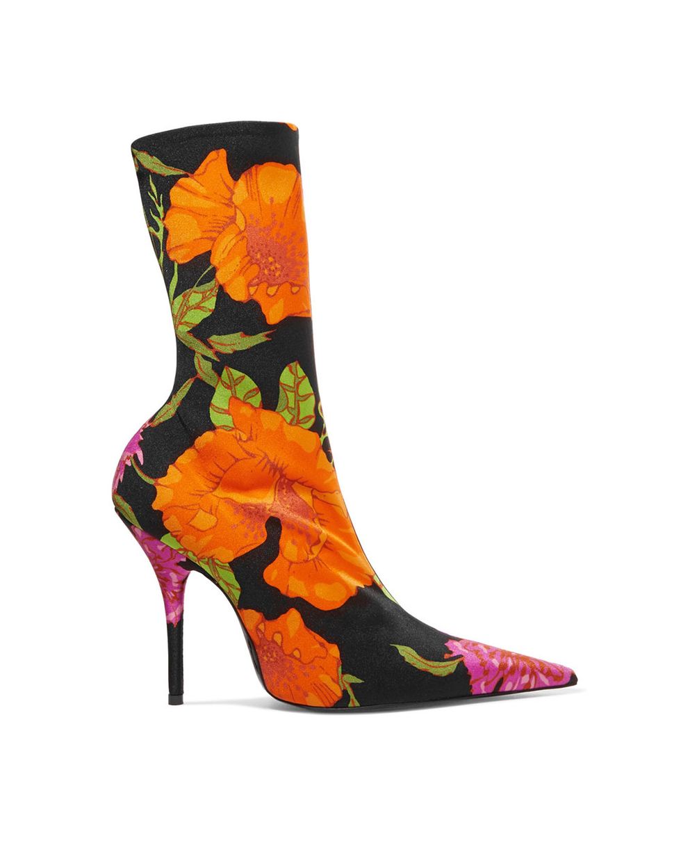 Balenciaga floral spandex ankle boots