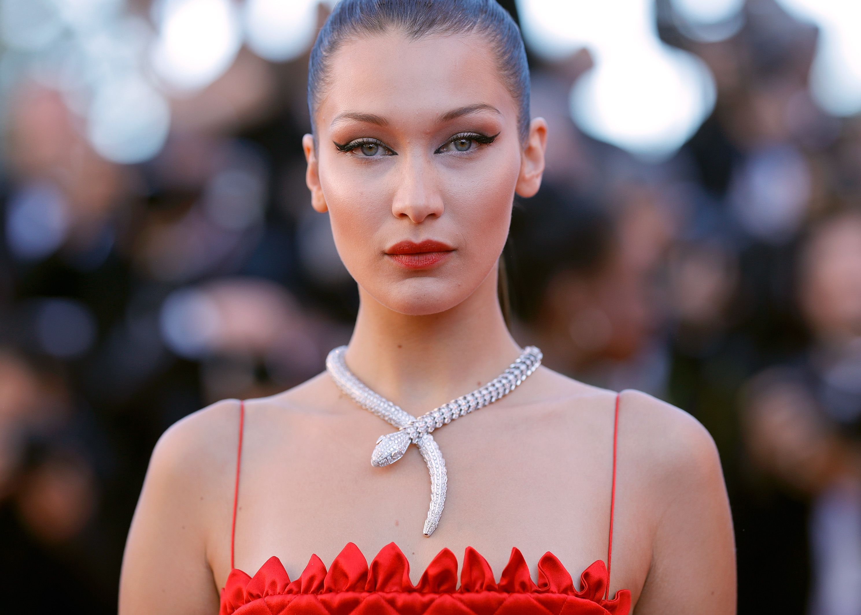 Bella Hadid wears dominatrix leather dress in Paris | Daily Mail Online