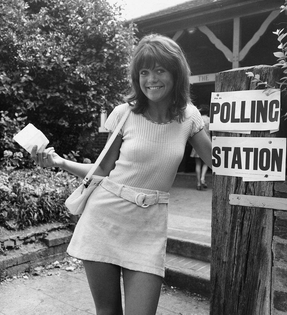 British film actress, Sally Geeson, at her local polling station to vote for the first time in June 1970 | ELLE UK
