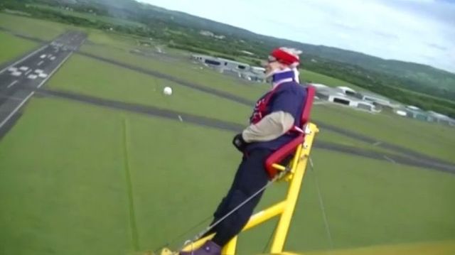Betty Bromage sets record as oldest female wing-walker