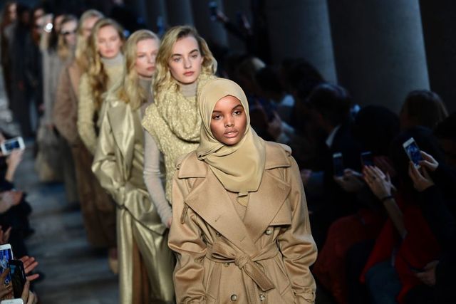 US-Somalia model Halima Aden presents a creation for fashion house Max Mara during fashion week in Milan, on February 23, 2017 | ELLE UK