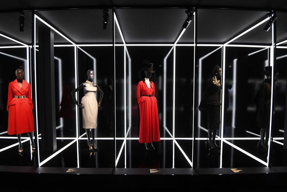 Dresses at the Dior exhibition that celebrates the seventieth anniversary of the Christian Dior fashion house in Paris | ELLE UK