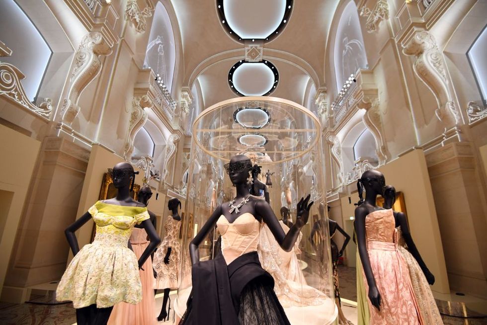 Dresses at the Dior exhibition celebrating the seventieth anniversary of the Christian Dior fashion house in Paris | ELLE UK