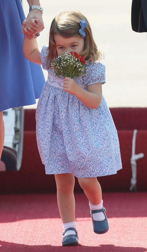 BERLIN, GERMANY - JULY 19: Princess Charlotte of Cambridge arrives at Berlin Tegel Airport during an official visit to Poland and Germany on July 19, 2017 in Berlin, Germany. (Photo by Chris Jackson/Getty Images)