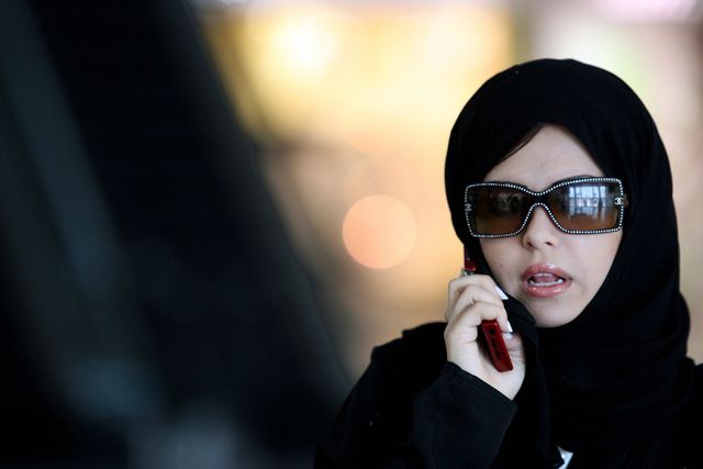 Saudi Arabian woman on the phone