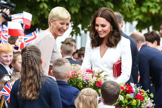 Their Royal Highnesses Prince William and Kate Middleton proceed to the Adam Mickiewicz Monument on July 17, 2017 in Warsaw, Poland. Prince William and Kate Middleton are visiting Warsaw with their two children, Princess Charlotte and Prince George.