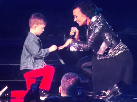 <p>She said yes when a 5-year-old fan <a href="http://www.eonline.com/news/587835/watch-this-adorable-5-year-old-boy-propose-to-demi-lovato-mid-concert" target="_blank" data-tracking-id="recirc-text-link">proposed mid-show</a>. (Before bursting into tears.)&nbsp;</p>