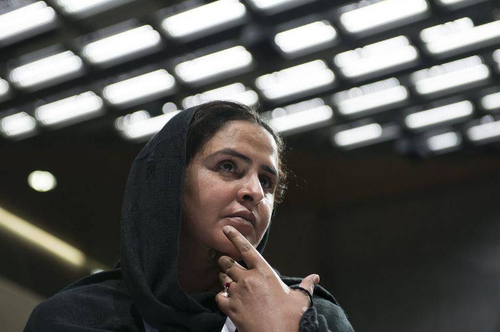 Mukhtar Mai, the Pakistani rape victim and women's rights activist speaks during a panel 'Women's Rights: the Struggle For Human Dignity' at the Fifth Geneva Summit For Human Rights and Democracy | ELLE UK