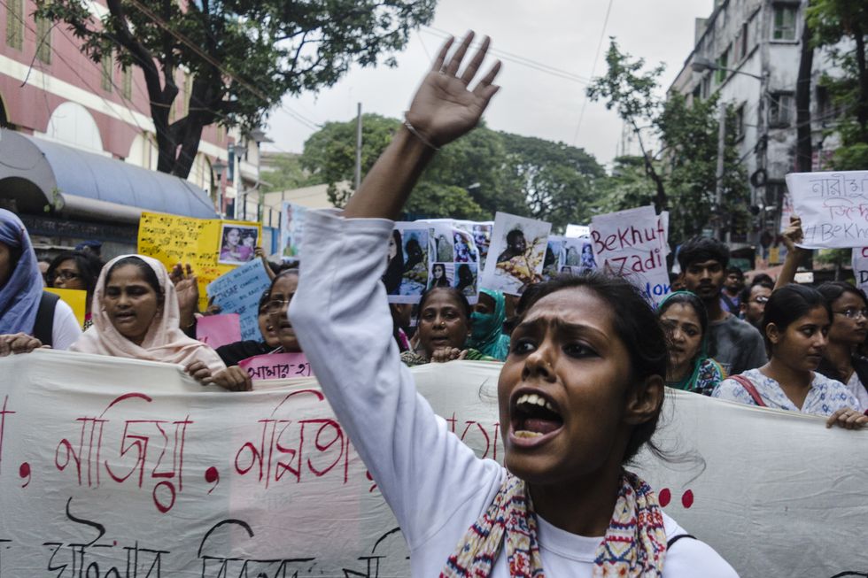 Students of Jadavpur University and Presidency University protest against domestic violence on women