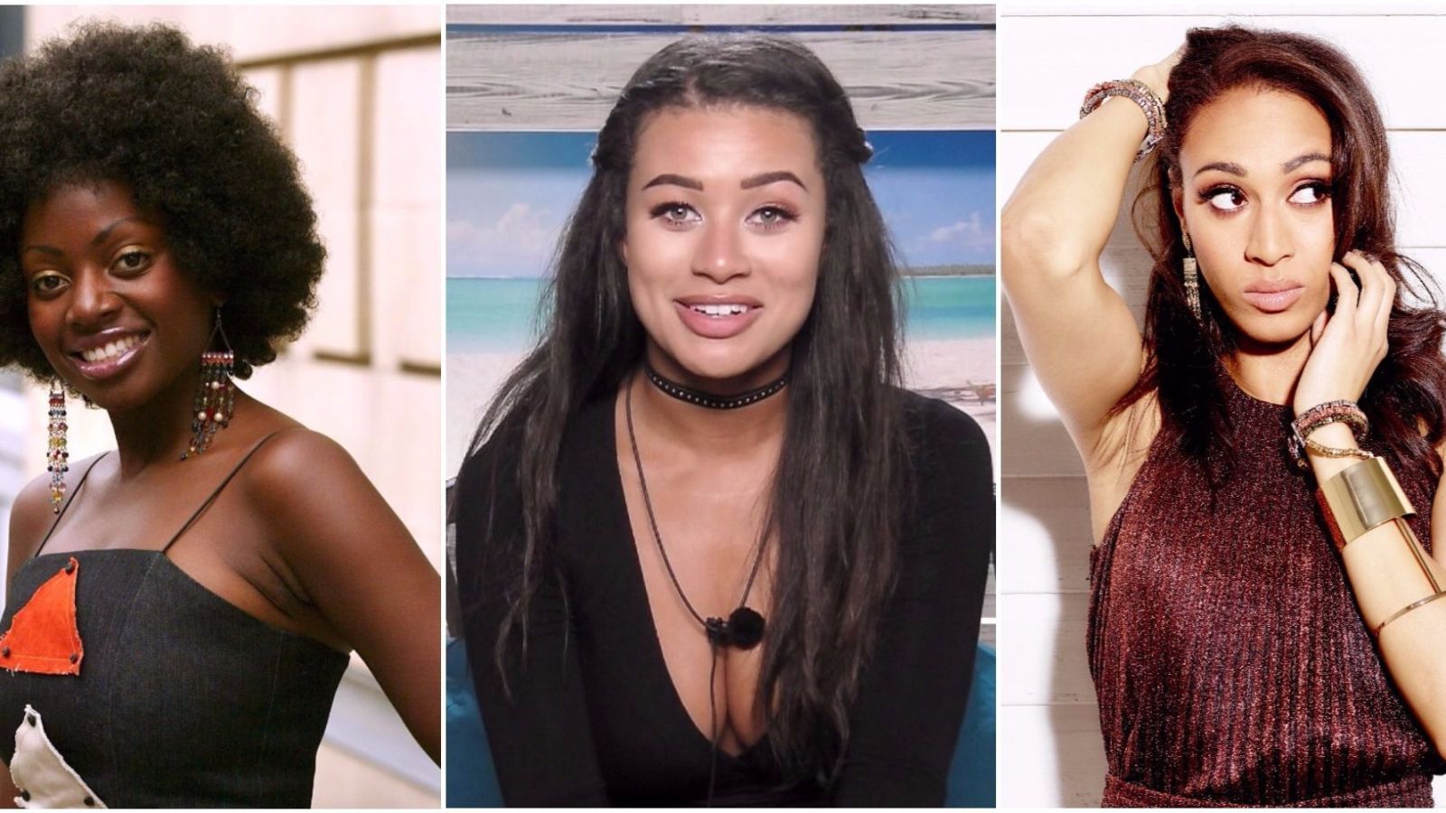 Love Island's Montana Brown (middle) and Rachel Christie (right), and Big Brother's Makosi Musambasi (left) | ELLE UK