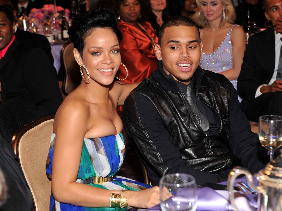Singers Rihanna and Chris Brown attend the 2009 GRAMMY Salute To Industry Icons honoring Clive Davis at the Beverly Hilton Hotel on February 7, 2009 in Beverly Hills | ELLE UK