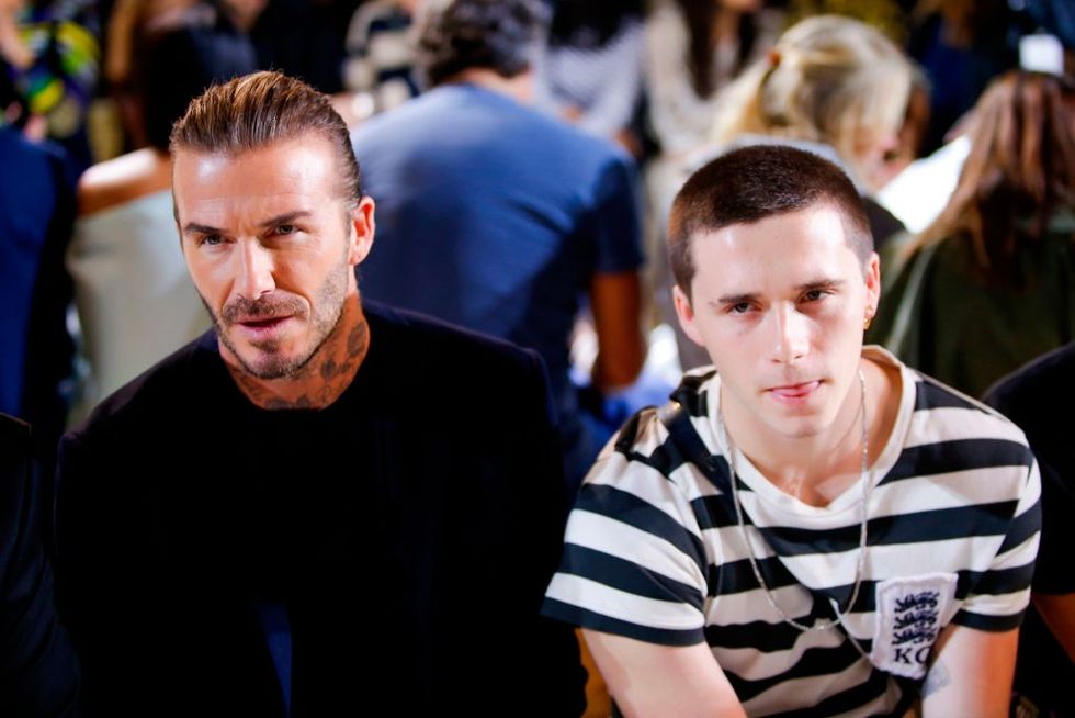 David Beckham and his son Brooklyn Beckham attend the Victoria Beckham SS18 show during New York Fashion Week on September 10, 2017 in New York | ELLE UK