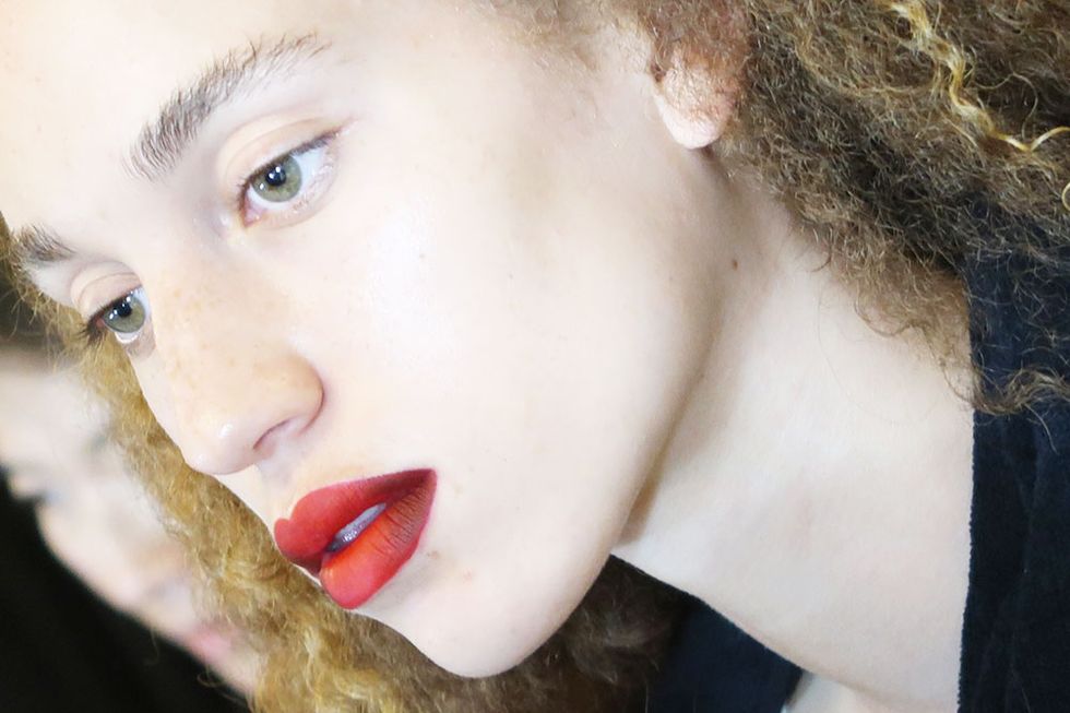 Helmut Lang Red Ombre Lip Backstage SS18
