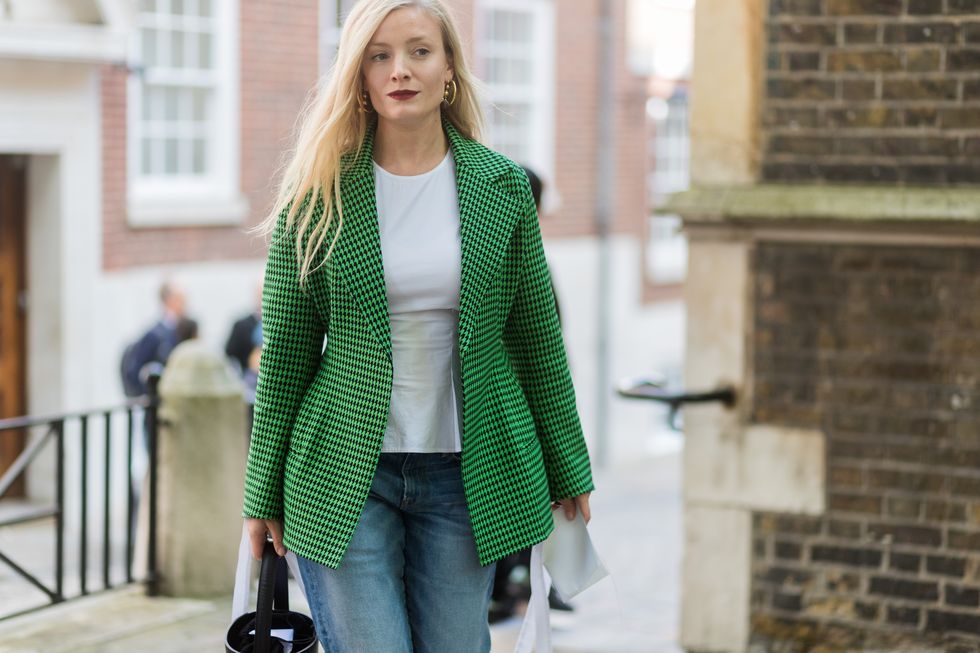 Kate Foley green blazer london fashion week