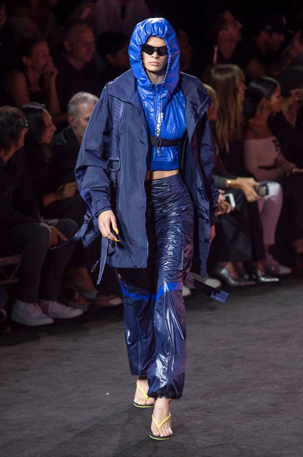 Runway, Fashion, Fashion show, Fashion model, Fashion design, Electric blue, Event, Human, Denim, Outerwear, 