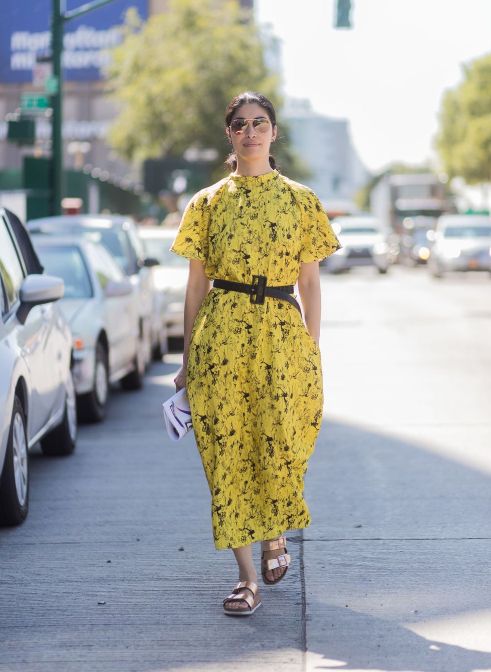 NEW YORK, NY - SEPTEMBER 13: Caroline Issa wearing yellow dress seen in the streets of Manhattan outside Delpozo during New York Fashion Week on September 13, 2017 in New York City. (Photo by Christian Vierig/Getty Images)