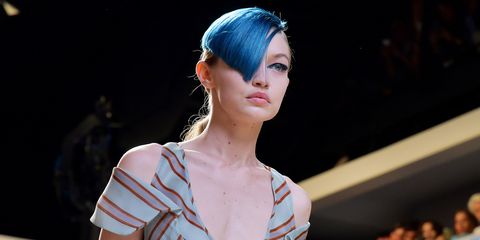 Gigi Hadid Fendi SS18 Blue Hair