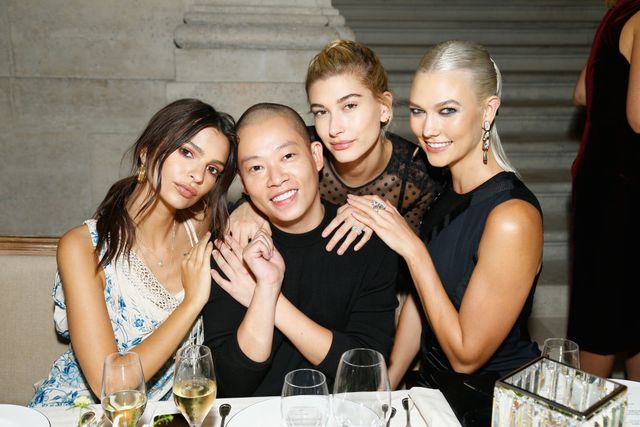 Emily Ratajkowski, Jason Wu, Hailey Baldwin and Karlie Kloss attend the Atelier Swarovski By Jason Wu dinner as part of the Paris Fashion Week Womenswear Spring/Summer 2018 on September 28, 2017 in Paris, France | ELLE UK