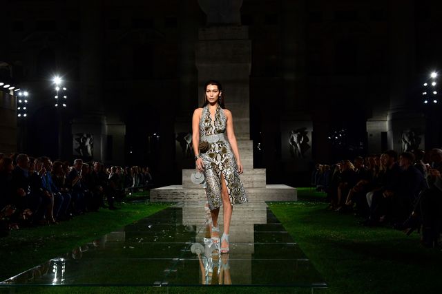 Bella Hadid on the Salvatore Ferragamo catwalk