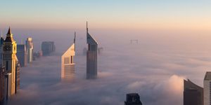 An Aerial view of Dubai Downtown at Sunrise during foggy Morning on December 10, 2016 in Dubai, United Arab Emirates | ELLE UK
