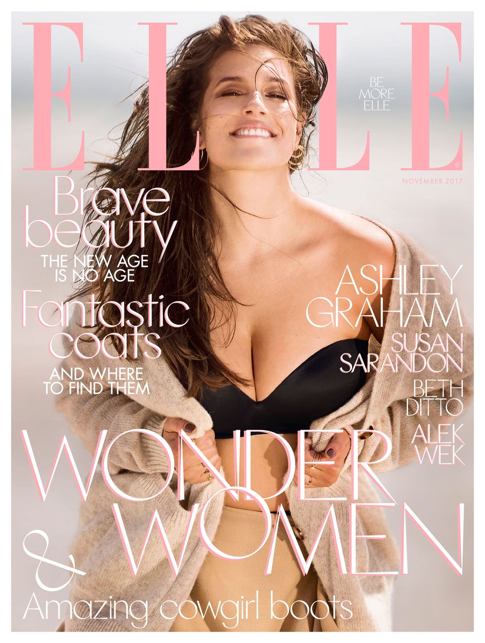 Ashley Graham cover for ELLE Wonder Women issue November 2017