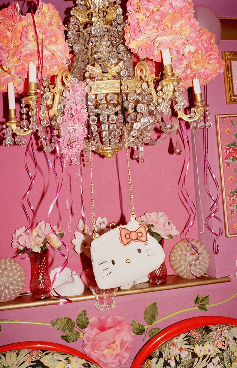 Pink, Room, Decoration, Party, Chandelier, Lighting accessory, Baby shower, Sweetness, Interior design, Lampshade, 