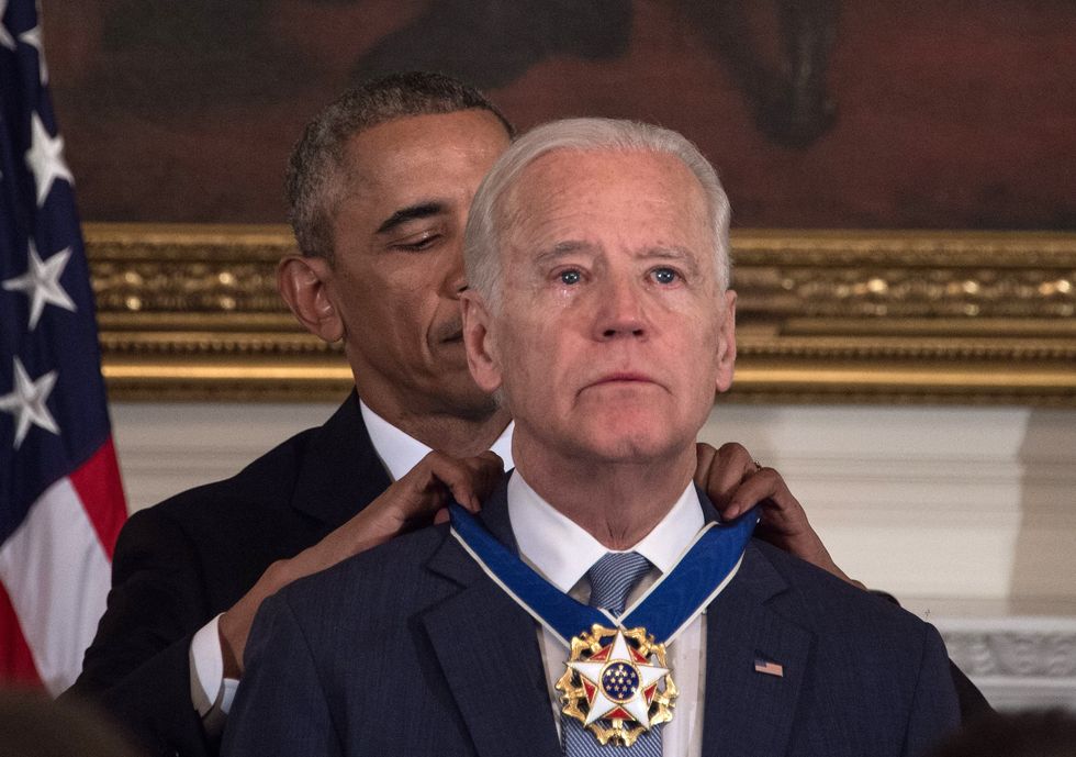 Barack Obama awards Joe Biden the Presidential Medal of Freedom in 2017