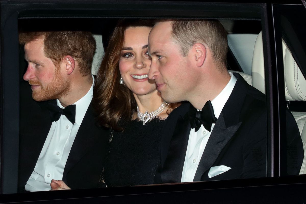Kate Middleton, Prince William and Prince Harry - kate wears the Queen's pearl choker