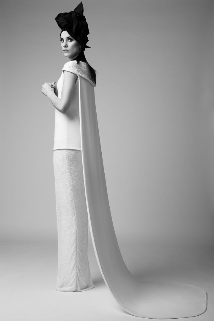 White, Figurine, Gown, Dress, Black-and-white, Fashion, Toy, Headgear, Haute couture, Style, 