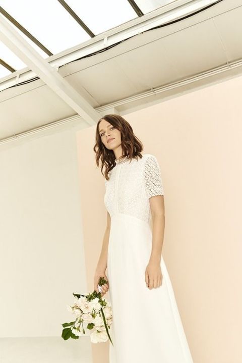 White, Clothing, Dress, Photograph, Shoulder, Wedding dress, Beauty, Fashion, Gown, Bridal clothing, 