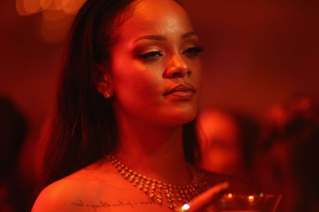 Rihanna red backdrop