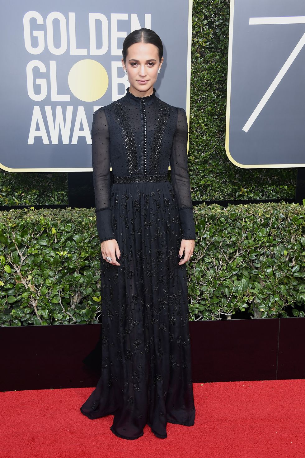 Alicia Vikander in Louis Vuitton at the golden globes
