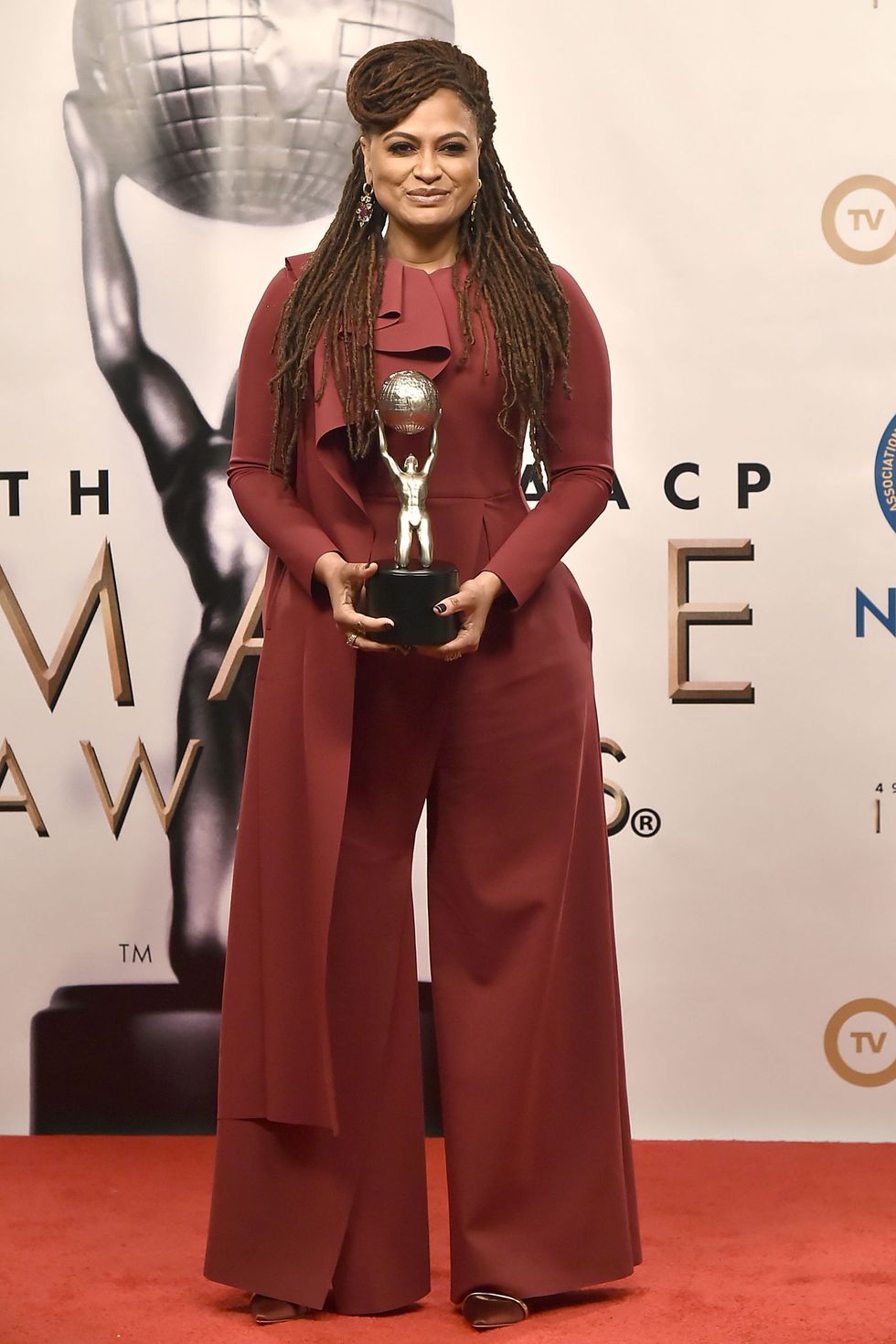 Ava DuVernay Greta Constantine jumpsuit to the 2018 NAACP Image Awards.