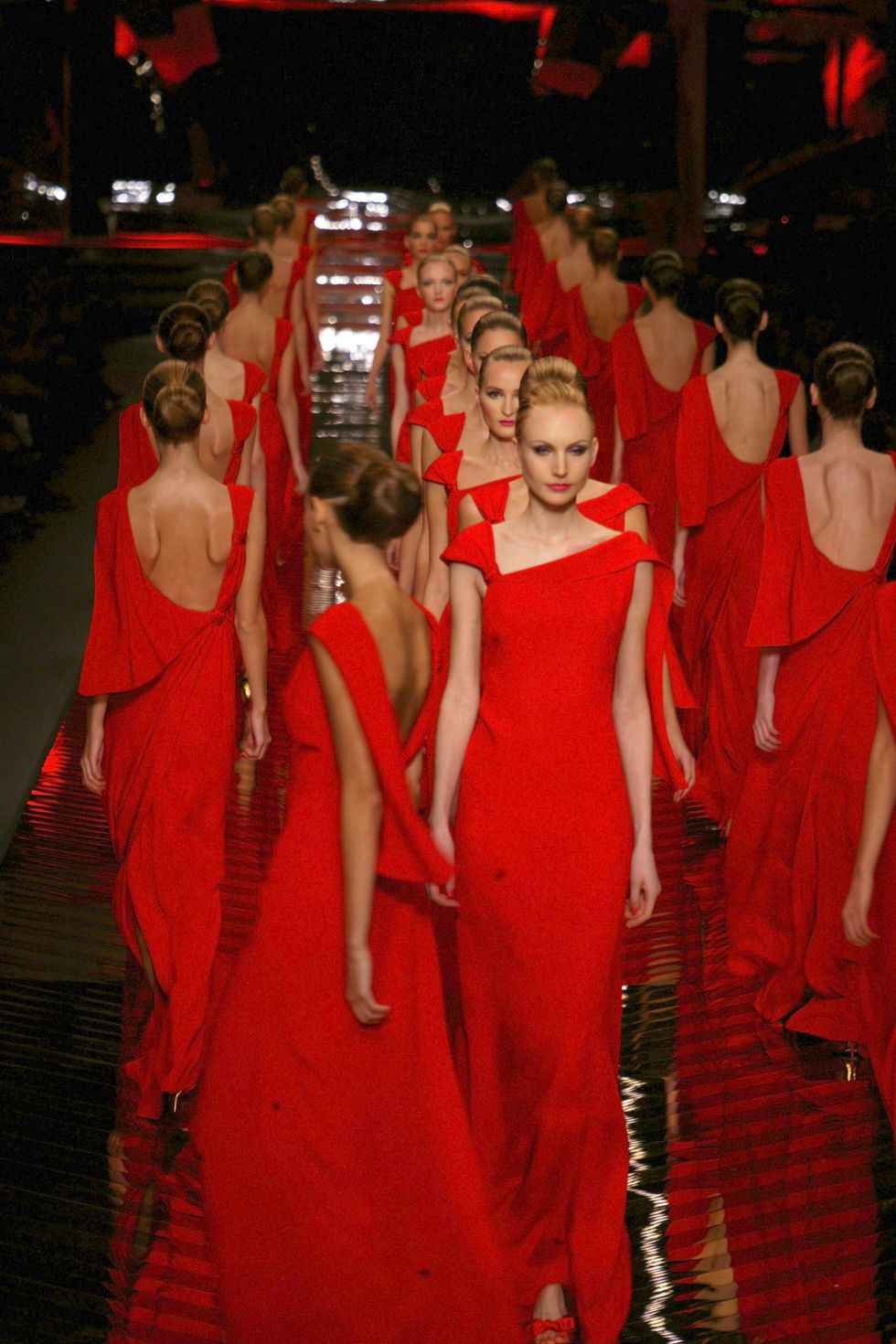 Red, Dress, One-piece garment, Gown, Day dress, Cocktail dress, Haute couture, Fashion model, Fashion design, Makeover, 