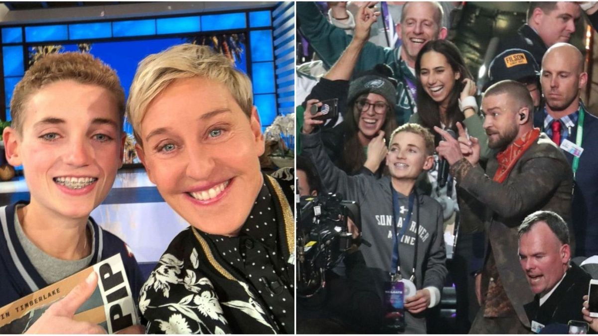 preview for Justin Timberlake Nearly Brings Super Bowl 'Selfie Kid' To Tears During 'Ellen DeGeneres' Surprise