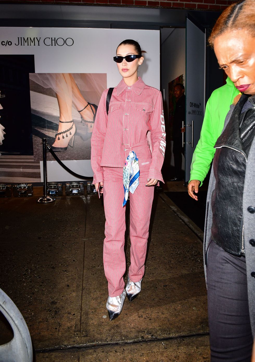 Supermodels arrive and leave the Off-White x Jimmy Choo party at NYFW